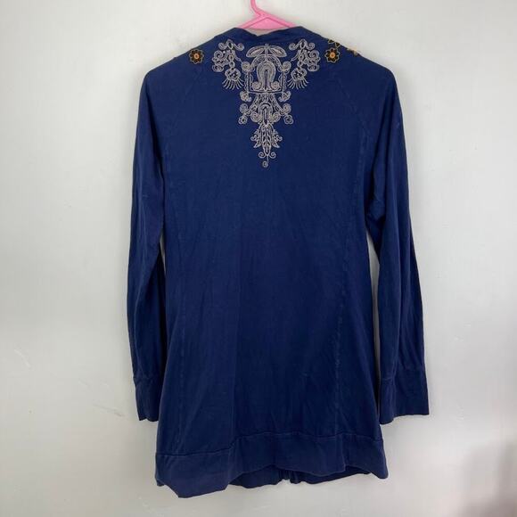 Johnny Was Blue embroidered button up long sleeve cardigan womens size medium - Picture 5 of 7